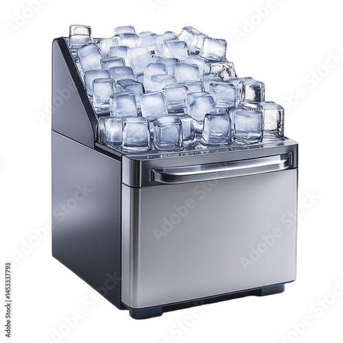 Buy commercial ice maker machine for restaurant and bar stainless steel on transparent background