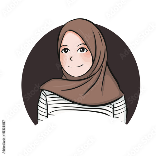 Woman in Brown Hijab and Striped Shirt