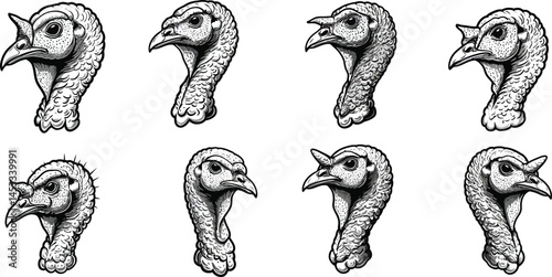 Blobfish illustrations set with various expressions hand drawn style detailed ocean fish vector