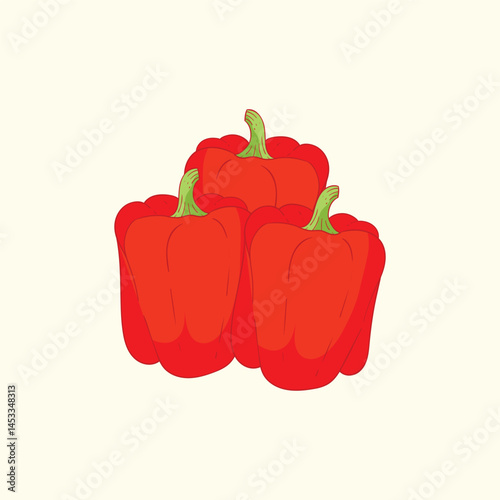 Capsicum vegetables flat design cartoon illustration