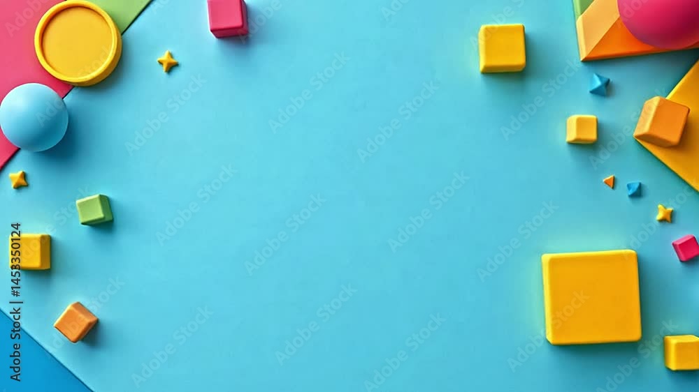 Colorful geometric shapes on teal background creative design elements graphic composition modern aesthetic flat lay view artistic expression for visual engagement
