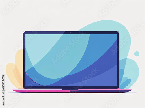 A futuristic laptop illustration embodies the power of advanced technology.