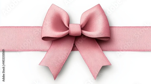 Elegant Pink Bow with Ribbon on Light Background for Gift Decoration