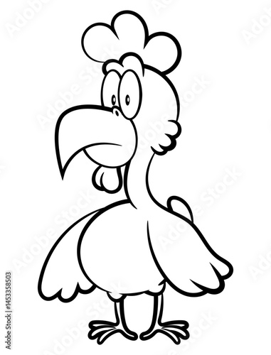 Broilers Chicken cartoon characters with flat expression. Best for outline, logo, and coloring book with farm themes for kids