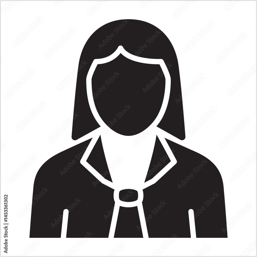Obraz premium Business woman icon. Corporate female member profile avatar. Icon symbol suitable for employee, worker, account, office owner. Vector illustration