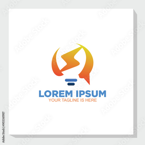 power consult logo vector, bulb and communication logo design, technology logos inspiration