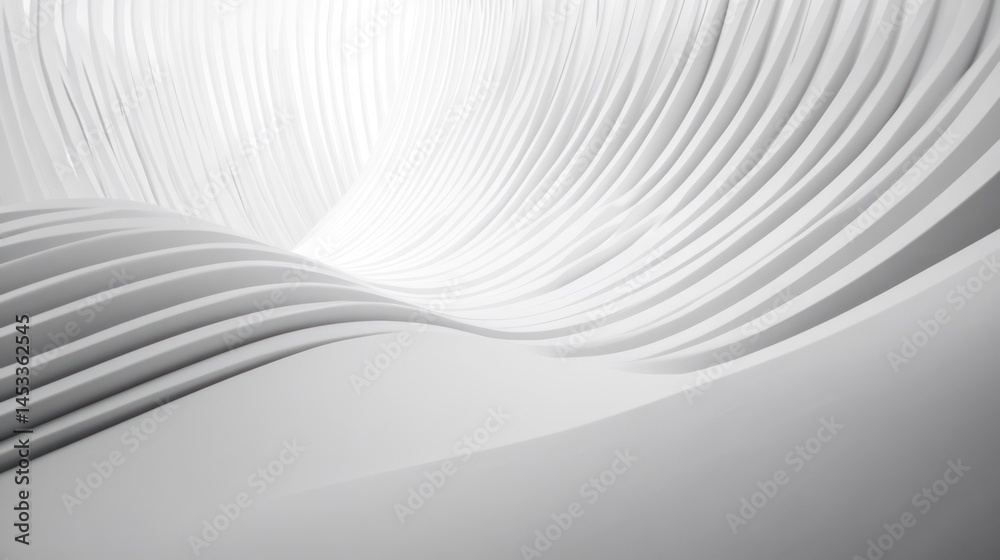 Naklejka premium Abstract white wavy futuristic architecture background with curved lin