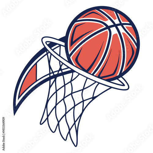 A round orange basketball vector illustration depicts a key piece of sports equipment for the team game