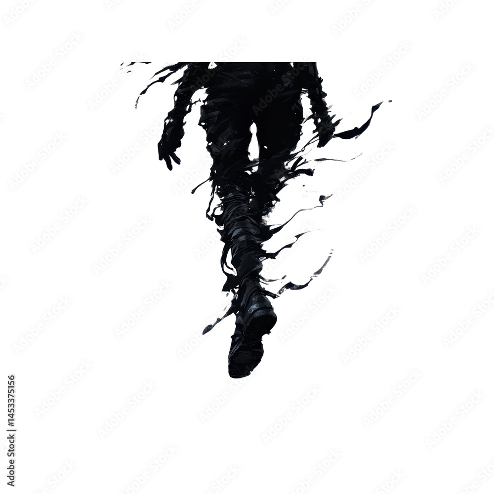 Obraz premium Abstract Dark Figure in Motion Swirling Silhouette
