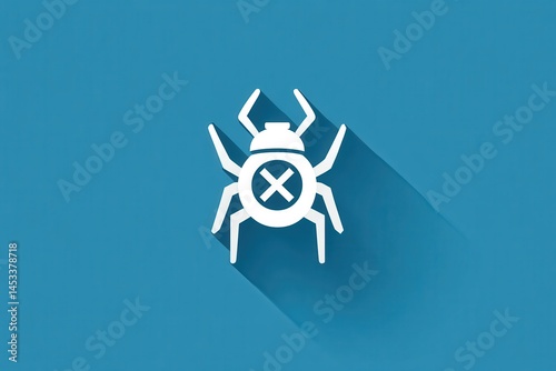 Modern Anti-Bug Icon with White Insect Silhouette on Blue Background