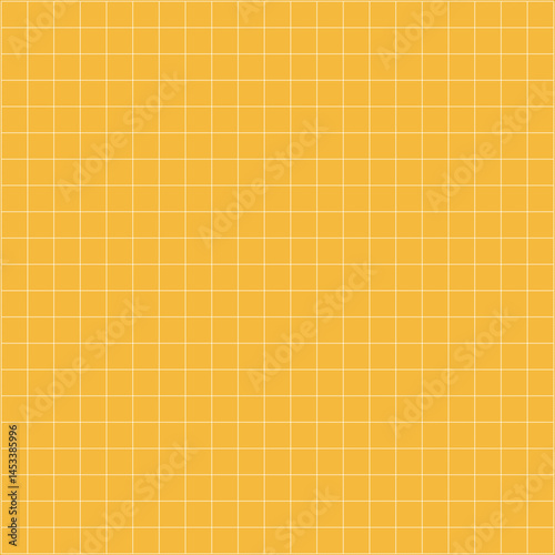 Yellow orange grid mosaic tiles create a textured square pattern on a wall, showcasing a seamless design with vibrant color
