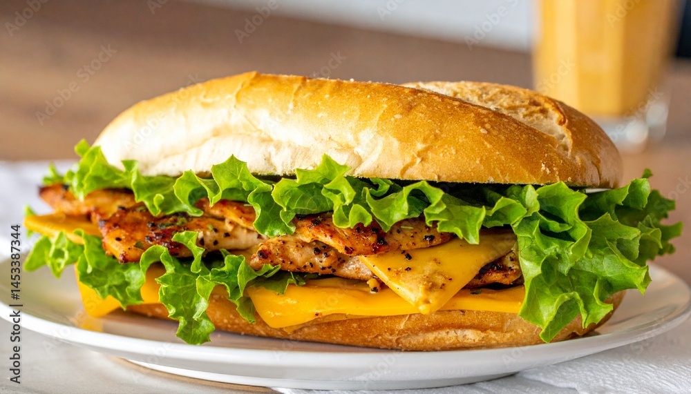 sandwich layered with grilled chicken with cheese sandwich layered with grilled chicken with cheese