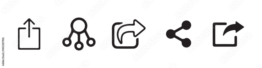 Black share icons set. Share social media icon set. Share arrow, link, connection icon. Vector EPS 10 Black share icons set. Share social media icon set. Share arrow, link, connection icon. Vector EPS 10