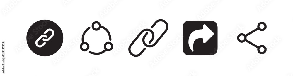 Black share icons set. Share social media icon set.  Share arrow, link, connection icon. Vector EPS 10