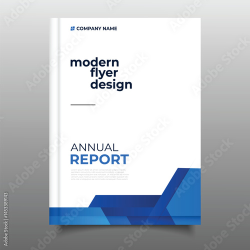 Modern business blue annual report cover template flyer triangle gradient design
