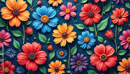 Wallpaper Mural Intricate floral textile design, repeating seamlessly , illustration, ornate, repeat Torontodigital.ca