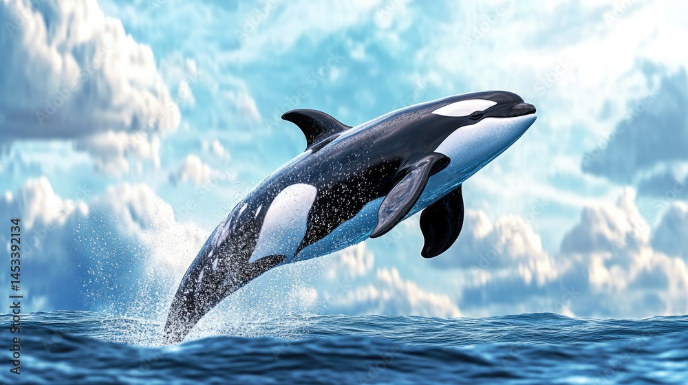 Fototapeta premium Orca Leaping Through the Waves