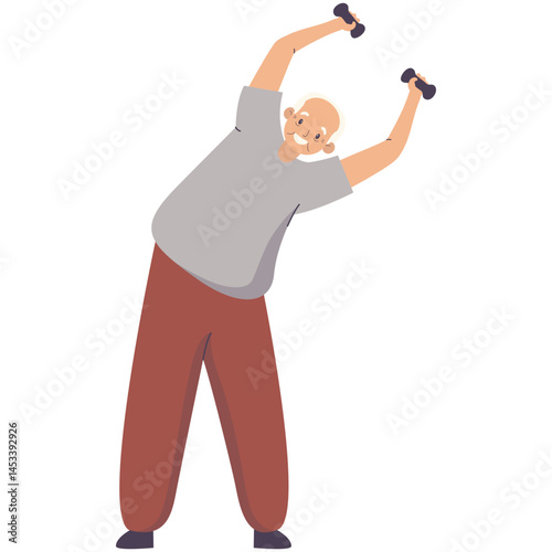 Elderly Activities Cartoon Character. Vector Illustration.