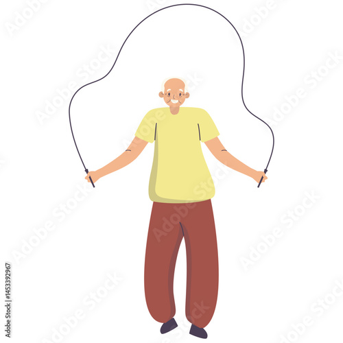 Elderly Activities Cartoon Character. Vector Illustration.
