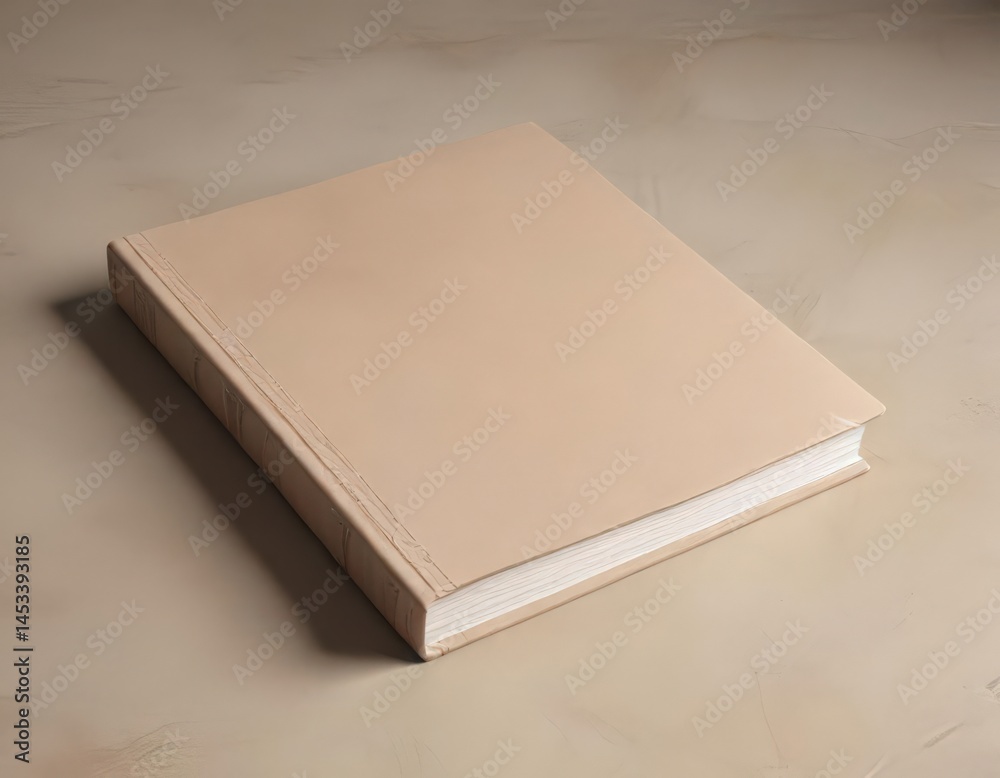 Fototapeta premium Beige textured book cover mockup, ideal for design display, publishing, soft, illustration