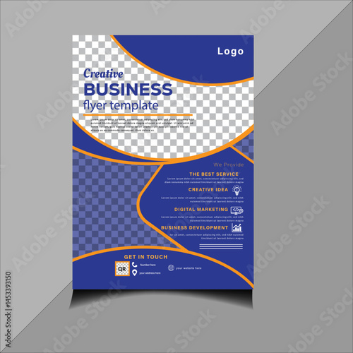 creative flyer design template with blue color, advertise publication cover page , new marketing flyer design template