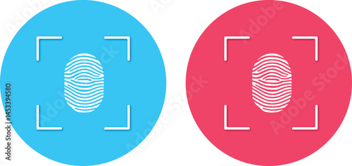 Fingerprint icon. Fingerprint identification system. Digital and cyber security, biometric authorization. Vector