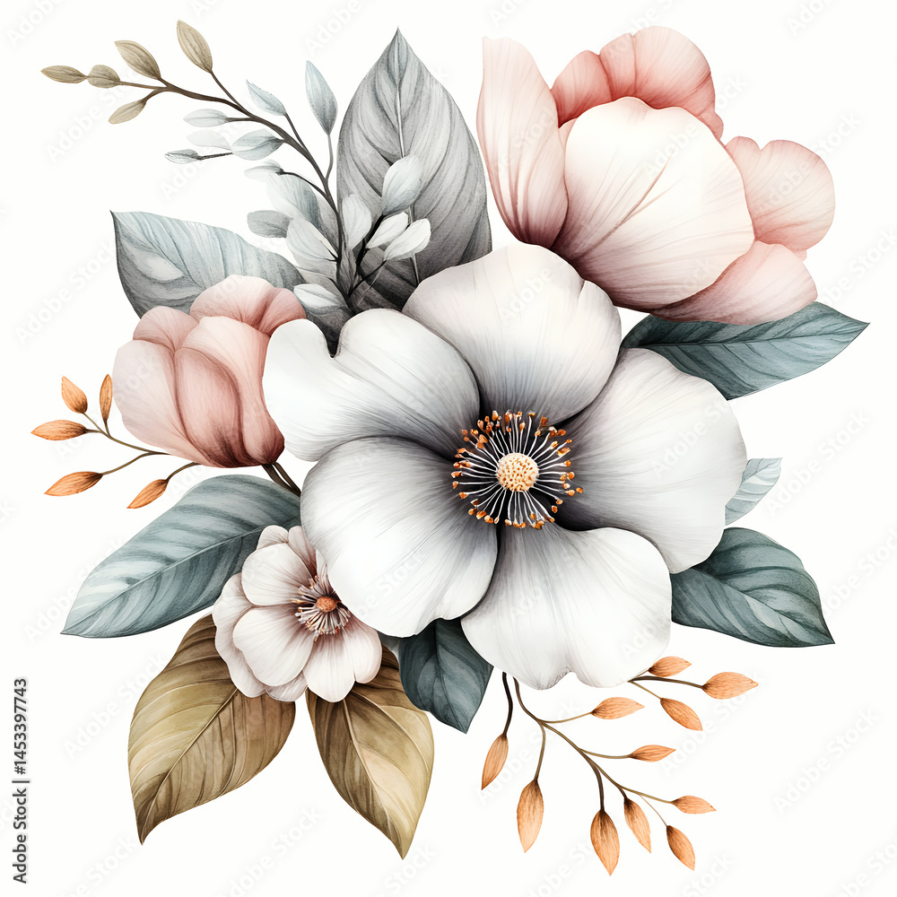 Obraz premium Floral arrangement in mauve tones