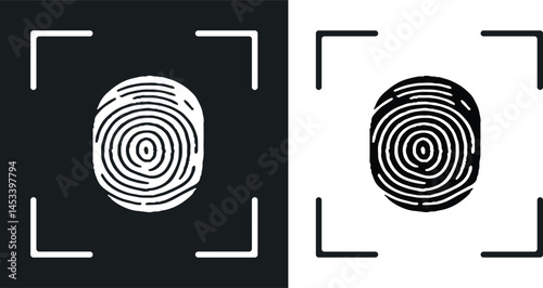 Fingerprint recognition. Biometric scanning system for finger, Fingerprint Id technology vector illustration