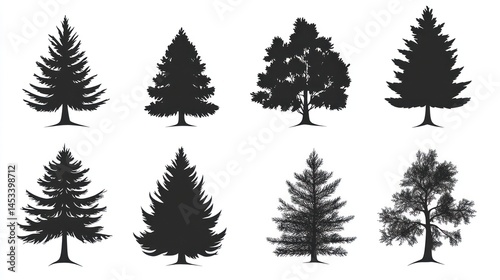 Wallpaper Mural Silhouettes of Different Trees (1) Torontodigital.ca