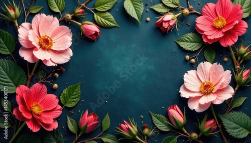 Intricate blooms & leaves, rich hues, woven texture, floral tapestry, textile, luxury