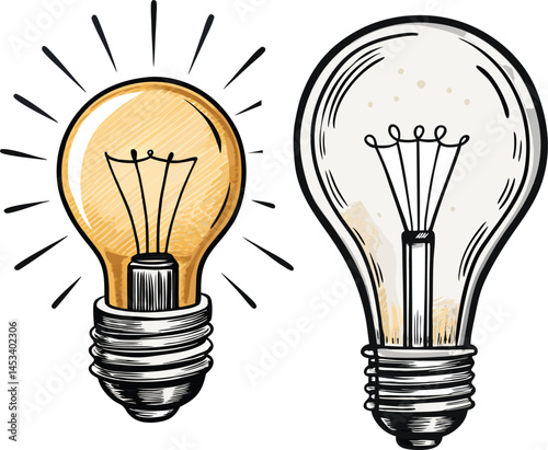 Light Bulb Idea Sketch Vector Set