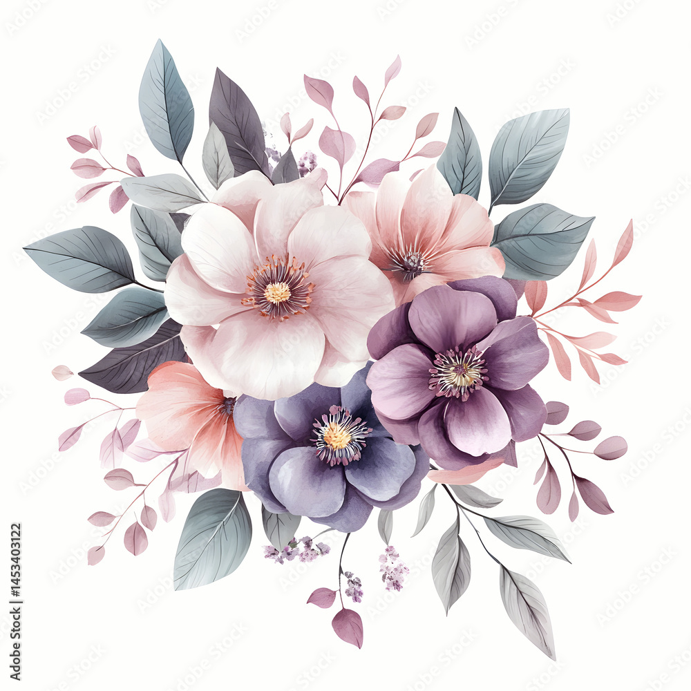 Fototapeta premium Elegant floral bouquet watercolor.