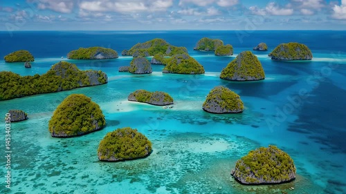 Drone view over tropical archipelago chain