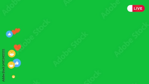 Facebook Live Reactions on Green Screen – Like, Haha, Heart Emojis and Real-Time Engagement Animation
