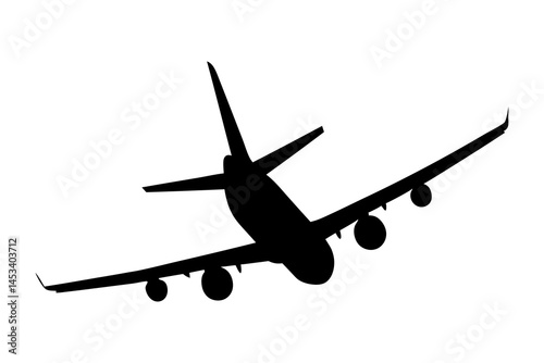 Airplane silhouette vector image for travel and transportation designs stock illustration one hundred chars