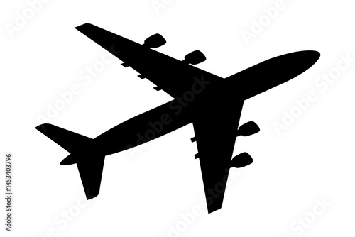 Airplane silhouette vector graphic for travel aviation and transportation design projects and creative artwork