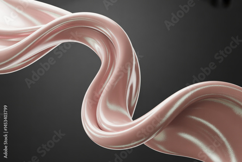 A long, curvy pink ribbon with a shiny, smooth texture
