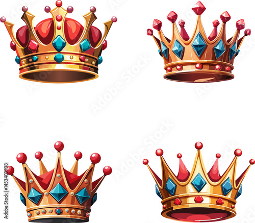Royal Crowns with Gemstone Embellishments Luxurious Monarch Symbols for Elegant Design and Decoration