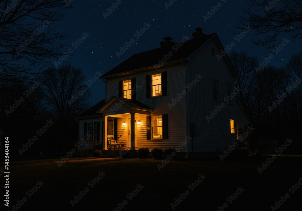 Front door light illuminates a house. Front door light illuminates a house.
