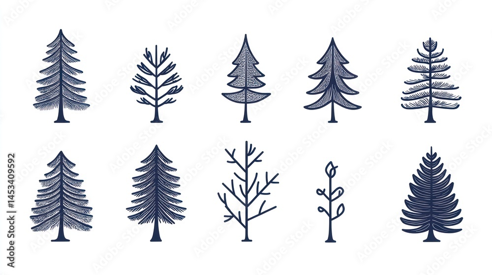 Obraz premium Simple Pine Tree Illustrations
