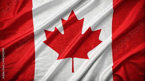 Detailed Canadian Flag – Red and White Cross Design, Patriotic Symbol