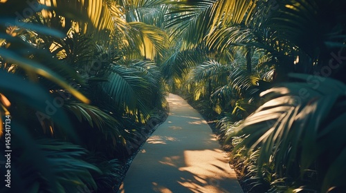 Serene Pathway Through Lush Tropical Paradise