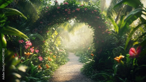 Enchanted Garden Path: A Tropical Paradise