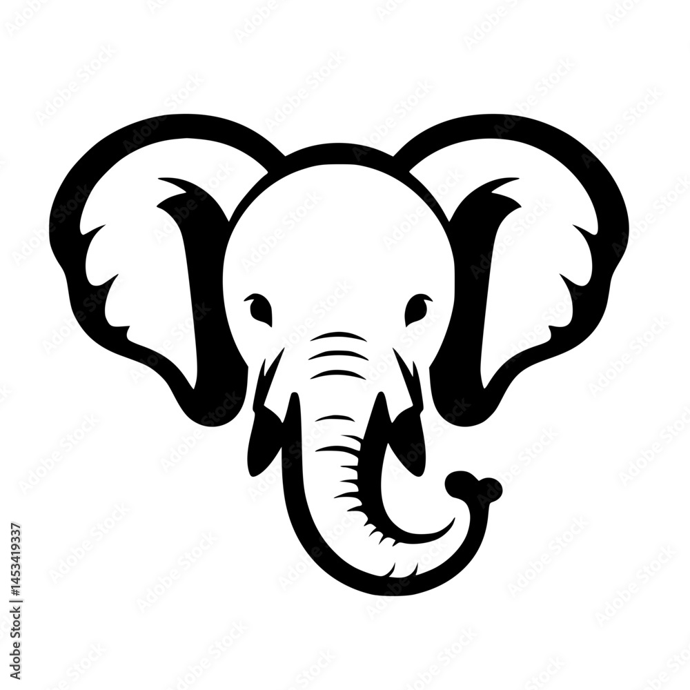 Fototapeta premium Silhouette of a baby elephant's face
