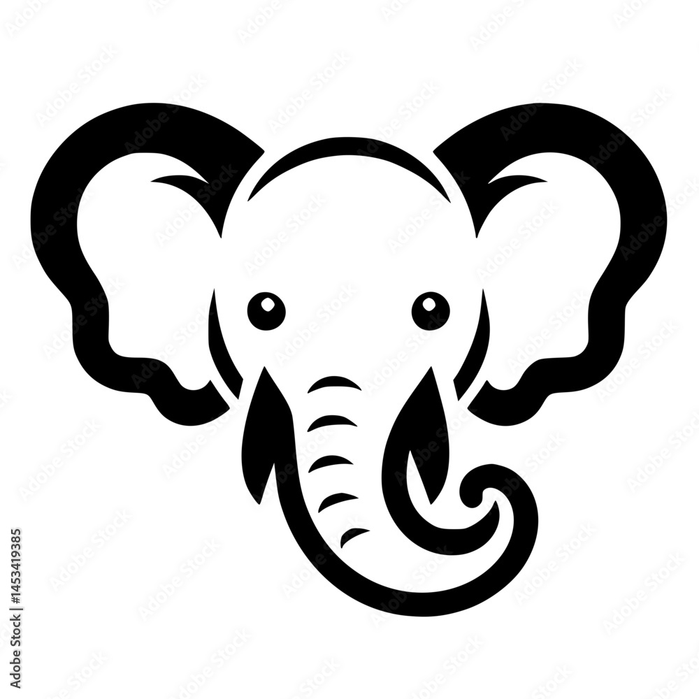 Fototapeta premium Silhouette of a baby elephant's face