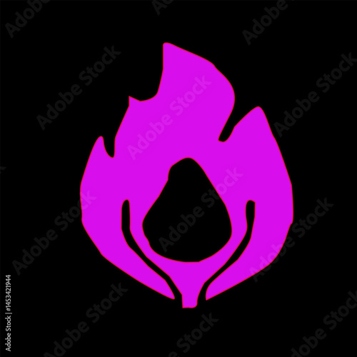Fire flame icon. Flame vector logo. Hot fire on white background. Flame simple illustration. Graphic heat symbol. Abstract silhouette, hell element clipart. Red stroke shape.Scribble punk pastel art