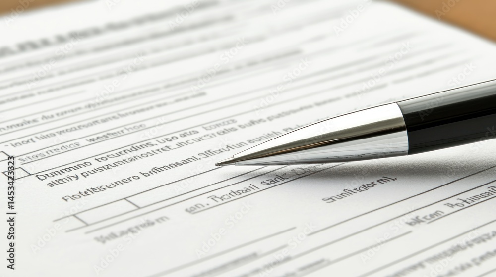 Obraz premium Pen on paper form close up