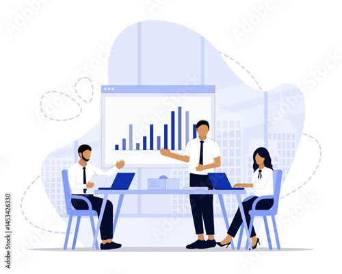 Meeting concept illustration. Suitable for landing page, ui, web, App intro card, editorial, flyer, and banner.