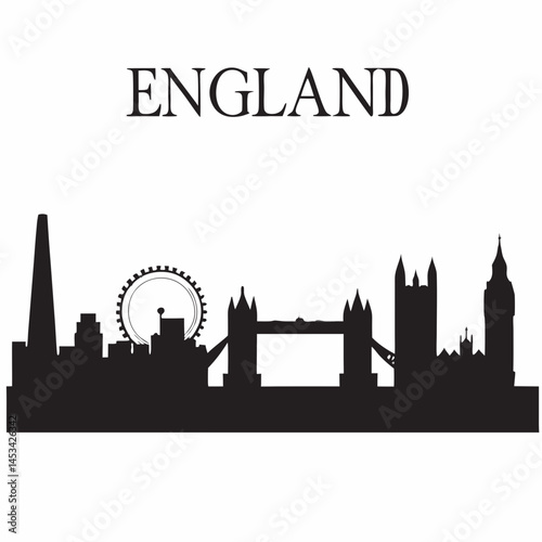 Iconic London skyline silhouette featuring the Shard London Eye Tower Bridge Houses of Parliament and Big Ben in a