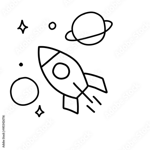 space rocket line illustration